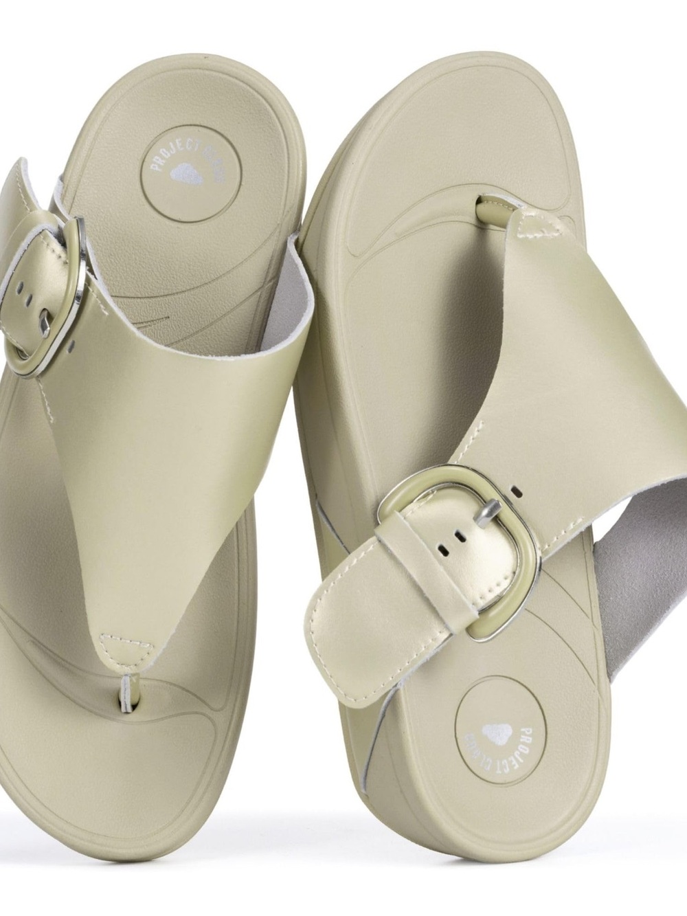 Project Pale Beige Buckle Thong Sandals